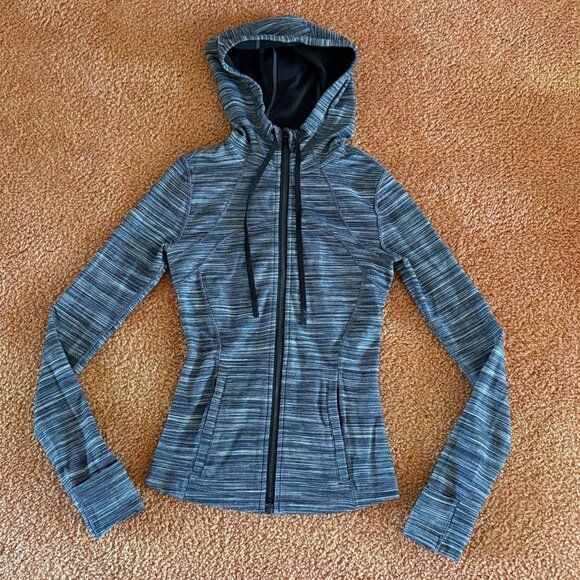 Lululemon Hooded Full Zip Define Jacket Nulu Heathered Black White Black Size 2 - Picture 2 of 10